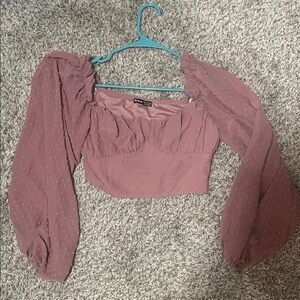 SHEIN Dusty Rose Puff Sleeve Blouse